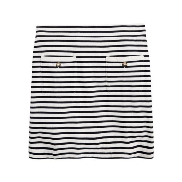 J. Crew Mini Skirt in Stripe Black and Ivory Size Medium NWT - Picture 2 of 4